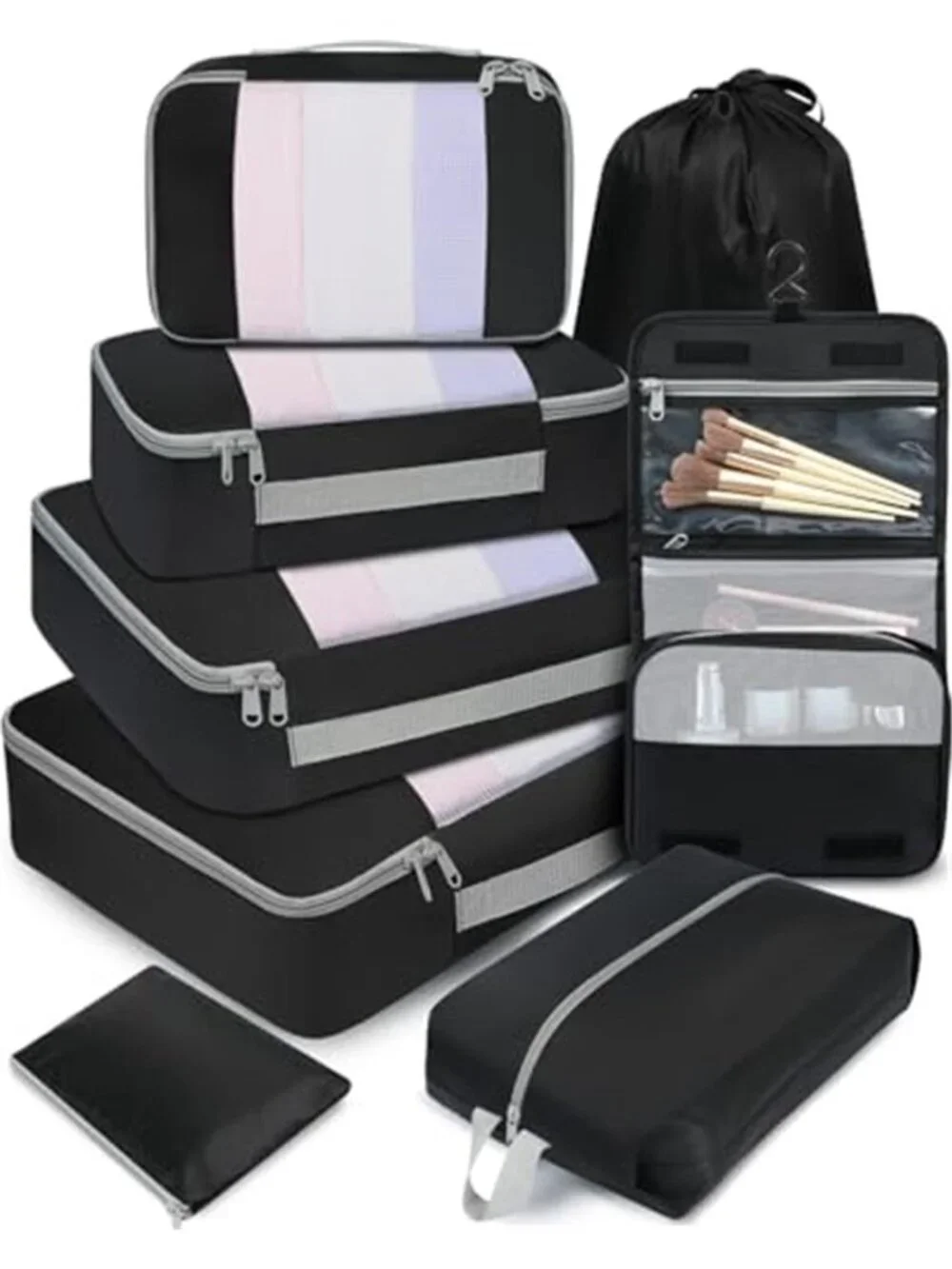 Travel Packing Cubes Luggage Organizer Set Compression Storage Bags Carry On